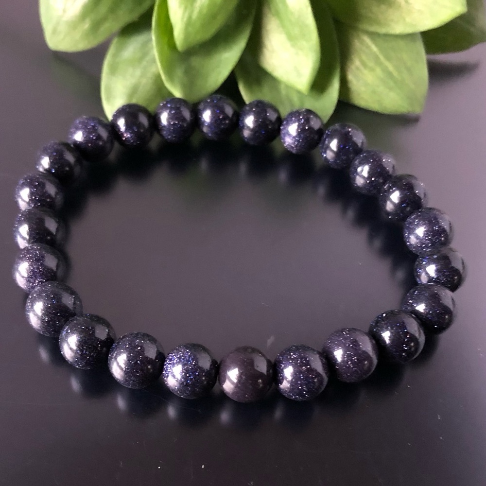 Blue Sandstone 8mm Natural Stone Beads Stretchable Bracelet